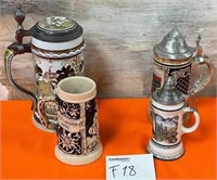 11 - LOT OF 4 COLLECTOR BEER STEINS (F18)