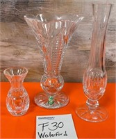 11 - LOT OF 3 WATERFORD CRYSTAL VASES (F30)