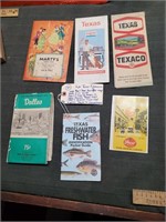 6pc Texas ephemera maps Exxon Texaco Pearl Beer +