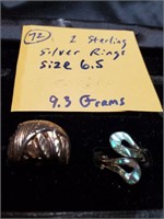 2 sterling silver rings size 6.5