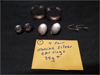 1.2 oz sterling silver 4 pairs earrings