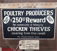 12x7 Porcelain metal Texas Chicken Ranch sign