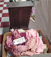 American Heirloom toy doll wardrobe + box clothes
