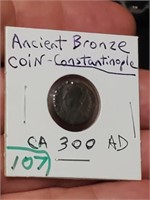 Ancient bronze coin Constantinople ca 300 A D