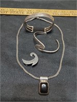 2.18oz sterling silver necklace bracelets brooch