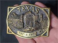 1983 solid brass Texas Alamo men's belt buckle
