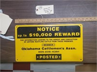 18" Oklahoma Cattlemens Association posted sign