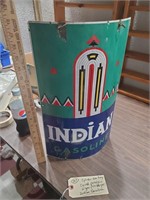 INDIAN 18" Curved cylinder gas pump porcelain sign