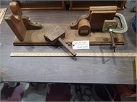 old DECKER gunsmith's vice + old wooden mallet