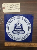 AT&T Telephone bell system 8" porcelain sign
