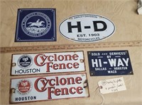 Harley Davidson license plate + 4 porcelain signs