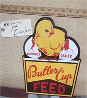 Buttercup Feed chicken porcelain sign
