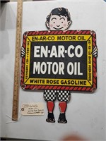 24" EnArCo oil White Rose gasoline porcelain sign