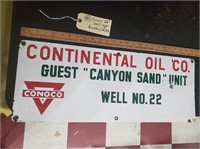 26" Continental Oil Co Conoco oil lease sign