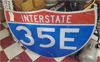 Interstate 35 reflective road sign.