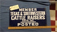20" Porcelain Texas Cattle Raisers Posted sign