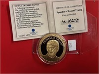 DONALD TRUMP  24K GOLD LAYERED PROOF COIN