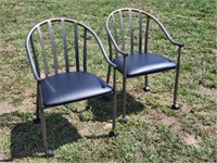 Pair of Rolling Steel Frame Chairs by Amisco