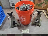 2 AC Delco jack stands & bucket of tools