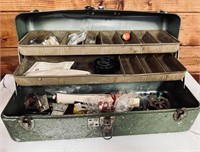 Vintage Metal Tackle Box w/Contents