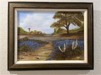 BLUEBONNETS, Framed Oil on Canvas by Ida Lyle