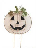 Metal Jack-O-Lantern fall pumpkin yard decor stake