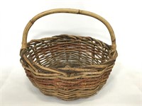 Vintage hand woven wood stick basket