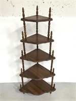 Tall vintage 5-tier wood corner shelf
