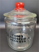 Vtg Tom's Toasted 5¢ Peanuts Jar w/ Lid