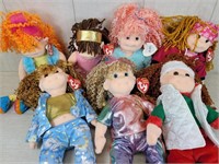 7 Beanie Boppers Stuffed Girl Dolls by Ty