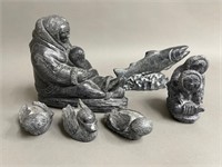 Grouping of Wolf Sculptures-Various Figures (6)
