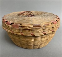 Vintage Hand Woven Lidded Basket