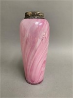 Sterling Silver Banded Art Glass Vase 6 1/2"