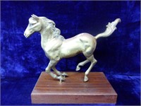 Amazing Brass Galloping Stallion Statue on Wood
