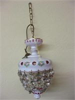 Stunning Cut to Cranberry Glass Hanging Lamp with