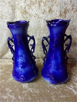 Incredible Staffordshire Flow Blue Mantle Vases