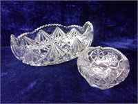 2 Pcs Pressed Glass Centerpiece Bowl and Nut Bowl