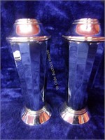 Pr Deco Chrome Plated "Cocktail Shaker" Vases