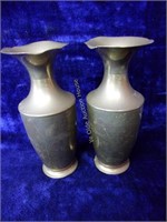 Pr Brass Mantle Vases