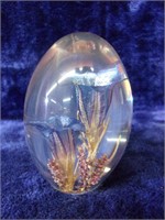 Acrylic Ovoid Paperweight with Dried Flowers by