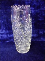 Tall Pressed Glass Vase with Grape Clusters