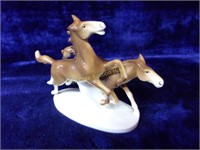 Porcelain Figurine with 2 Running Horses