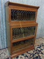 Magnificent Leaded Glass Tiger Oak 3 Tier Lawyer's