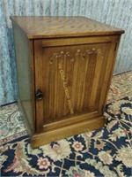 Nice Oak Linen Fold Bedside Cabinet