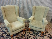 Clean Nicely Upholstered Wing Back Arm Chairs