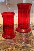 2 Tall Red Vases