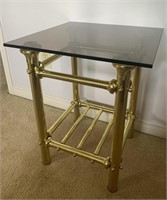 Hollywood regency smoke glass side table - XA