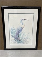 Richard E Williams large framed bird watercolor