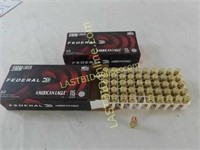 100 Rounds Federal 9mm 115 grain FMJ Ammo