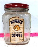 Monarch Coffee Advertising Glass Coffee Jar
